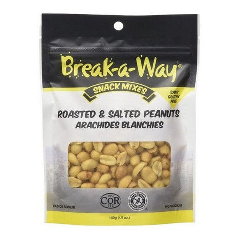 Break-A-Way, Snacks Roasted And Salted Peanuts, 140 Grams (Case Of 12)