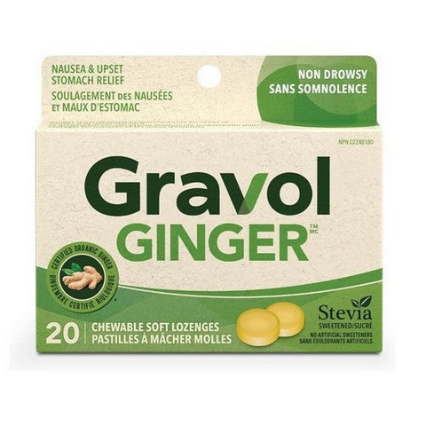 Gravol, Natural Source Ginger Antinauseant Soft Chewable Tablets, 20 Count