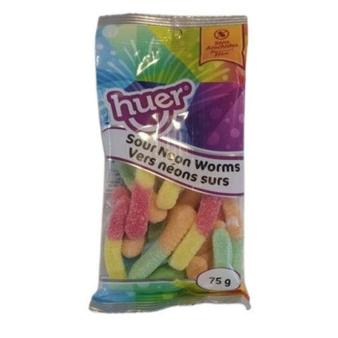 Huer, Sour Neon Worms, 75 Grams (Case Of 12)