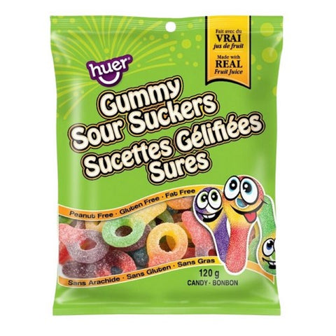 Huer, Sour Suckers Gummy Candy, 120 Grams (Case Of 24)