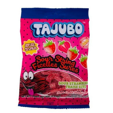 Tajubo, Sour String Strawberry, 80 Grams (Case Of 12)