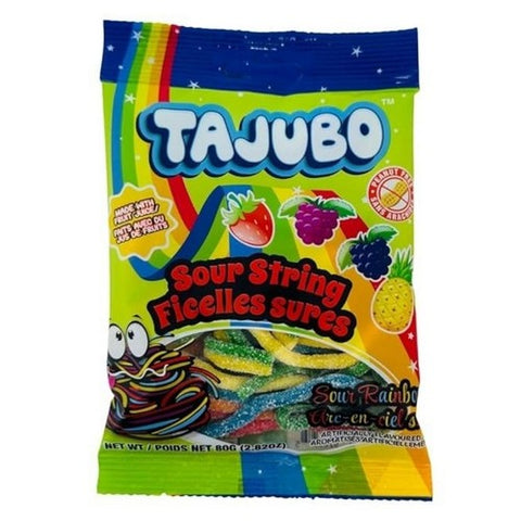 Tajubo, Sour String Rainbow Candy, 80 Grams (Case Of 12)