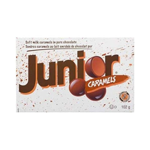 Junior, Soft Milk Caramels In Pure Chocolate, 102 Grams (Case Of 12)
