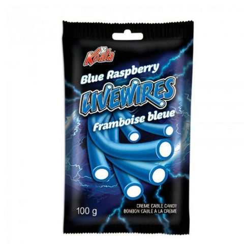 Koala, Livewires Blue Raspberry Cream Cables, 100 Grams (Case Of 18)