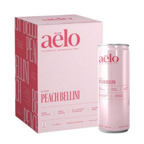 Aelo, Peach Bellini Zero Alcohol, 4 X 355 Ml (Case Of 6)