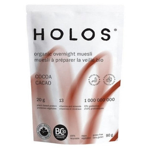 HOLOS, Organic Overnight Muesli Cocoa, 90 Grams (Case Of 12)