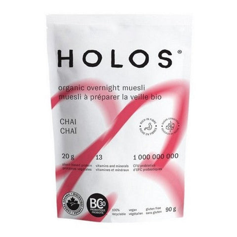 HOLOS, Organic Overnight Muesli Chai, 90 Grams (Case Of 12)