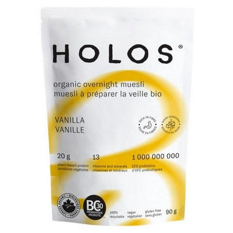 HOLOS, Organic Overnight Muesli Vanilla, 90 Grams (Case Of 12)