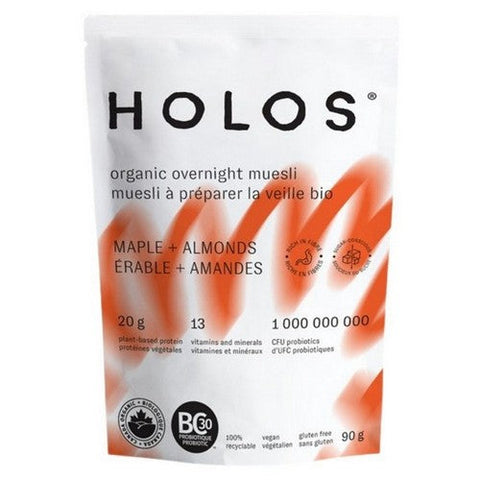 HOLOS, Organic Overnight Muesli Maple & Almonds, 90 Grams (Case Of 12)