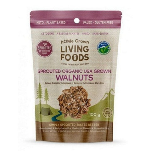 Home Grown, Organic Sprouted Walnuts Dry Farmed, 100 Grams (Case Of 8)