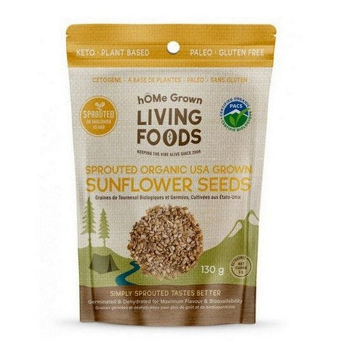 Home Grown, Organic Sprouted Sunflower Seeds, 130 Grams (Case Of 8)