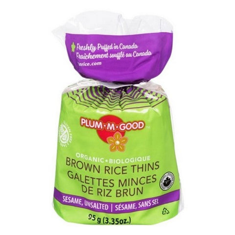 Plum-M-Good, Organic Thins Brown Rice Sesame Unsalted, 95 Grams (Case Of 12)