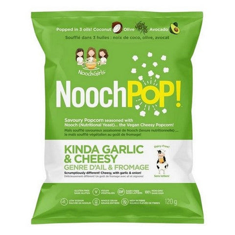 NoochPOP, Kinda Garlic And Cheesy Premium Popcorn with Nutritional Yeast, 120 Grams (Case Of 12)