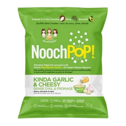 NoochPOP, Kinda Garlic And Cheesy Premium Popcorn with Nutritional Yeast, 20 Grams (Case Of 12)
