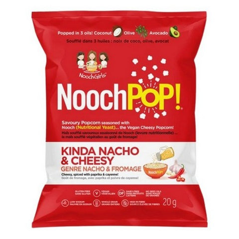 NoochPOP, Kinda Nacho And Cheesy Premium Popcorn with Nutritional Yeast, 20 Grams (Case Of 12)