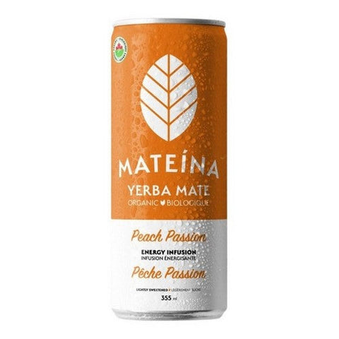 Mateina, Organic Yerba Mate Energy Infusion Peach Passion, 355 Ml (Case Of 12)