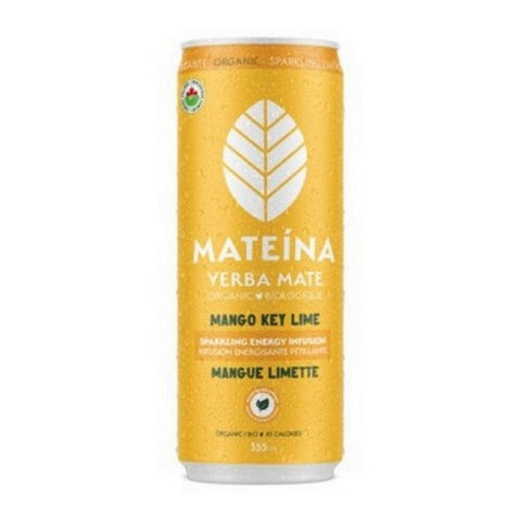 Mateina, Organic Yerba Mate Sparkling Energy Infusion Mango Key Lime, 355 Ml (Case Of 12)