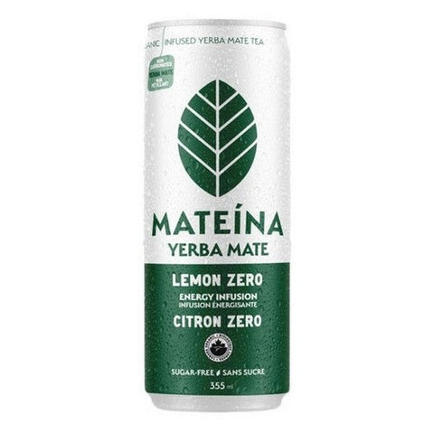 Mateina, Organic Yerba Mate Energy Infusion Lemon Zero Sugar Free, 355 Ml (Case Of 12)