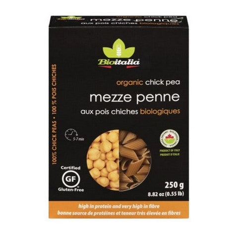 Bioitalia, Organic Mezze Penne Chickpea, 250 Grams (Case Of 12)