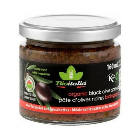 Bioitalia, Organic Black Olive Spread, 160 Ml (Case Of 12)