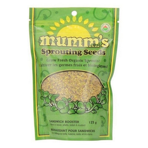 Mumms, Organic Sandwich Booster (Clover/Alfalfa/Radish/Mustard), 125 Grams (Case Of 12)