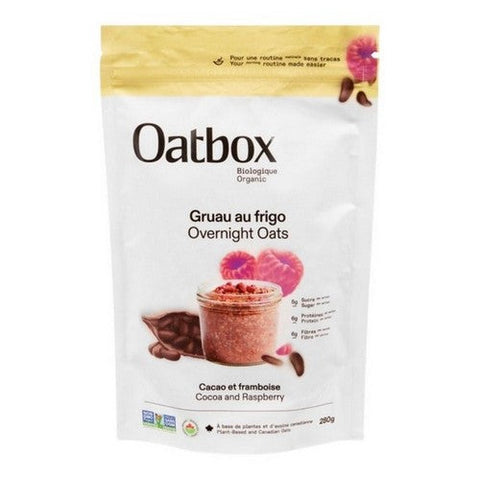Oatbox, Organic Overnight Oats Plant-based Cocoa & Raspberry, 280 Grams (Case Of 8)