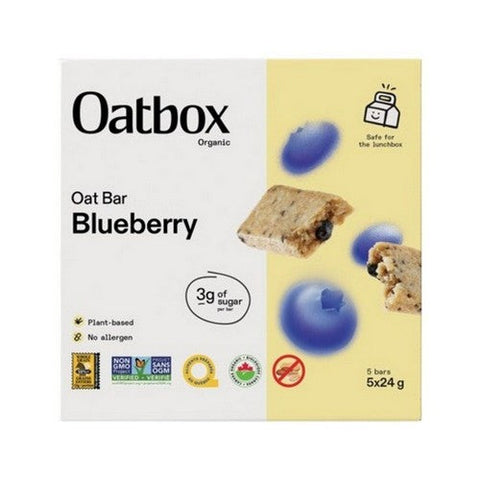 Oatbox, Organic Oat Bar Blueberry Plant-Based, 5 X 24 Grams (Case Of 12)