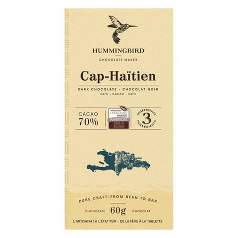 Hummingbird, Single Origin Cap-Ha��tien Dark Chocolate 70% Cacao, 60 Grams (Case Of 12)