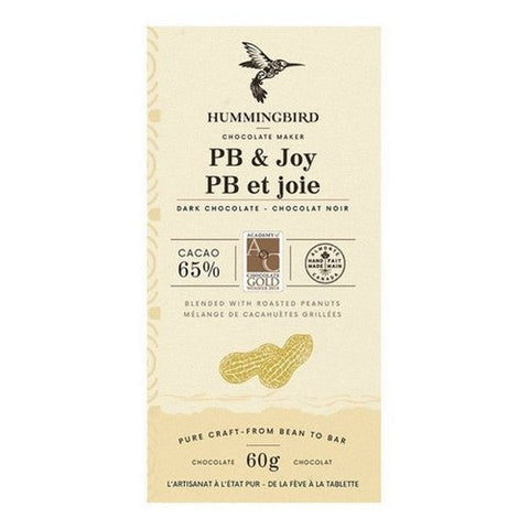 Hummingbird, Single Origin PB & Joy Dark Chocolate 65% Cacao, 60 Grams (Case Of 12)