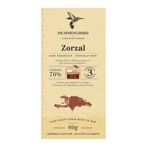 Hummingbird, Single Origin Zorzal Dark Chocolate 70% Cacao, 60 Grams (Case Of 12)