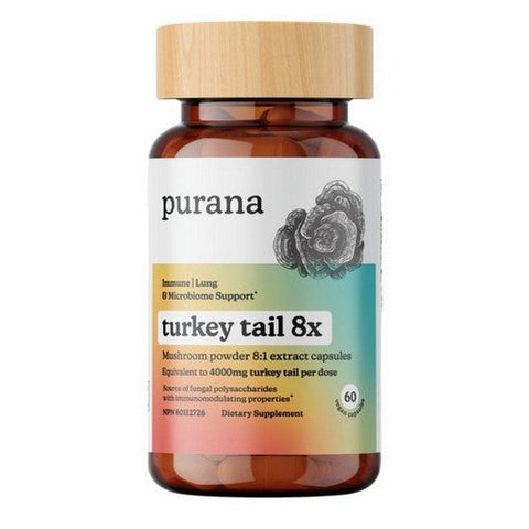Purana, Turkey Tail 8:1 Mushroom Powder 8X Extract, 60 Count