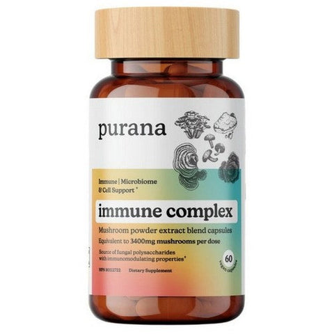 Purana, Immune Complex Mushroom Powder Immunity Blend, 60 Count