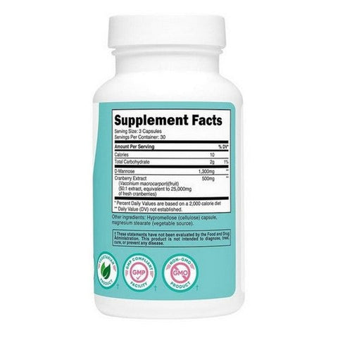 Nutricost, D-Mannose With Cranberry For Women Capsules, 1300 Mg, 90 Count