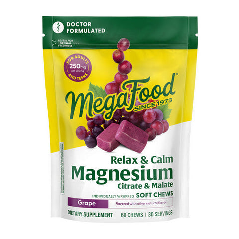 Relax + Calm + Magnesium Soft Chews Grape Flavor 60 Chews by MegaFood