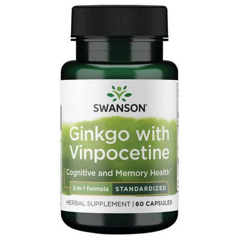Ginkgo with Vinpocetine Standardized 60 Caps by Swanson Vitamins