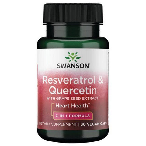 Resveratrol And Quercetin with Grape Seed Extract 3 - In-1 Formula 30 Vegan Caps by Swanson Vitamins