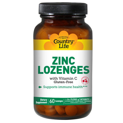 Country Life Zinc Lozenges + Vitamin C Cherry Flavor - 60 Lozenges