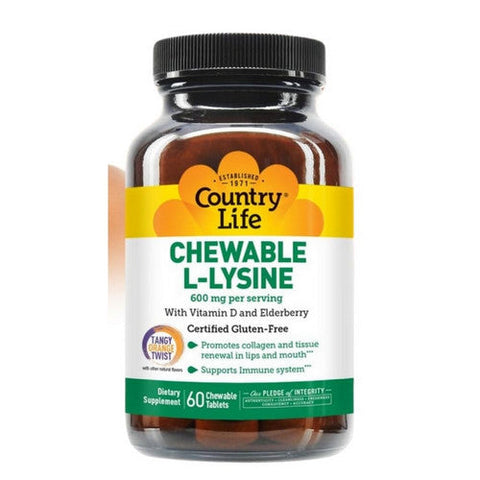 Country Life, Chewable L-Lysine, 600 mg, 60 Tabs