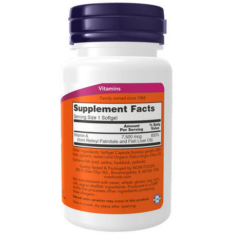 Now Foods, Vitamin A, 25,000 IU, 100 Softgels