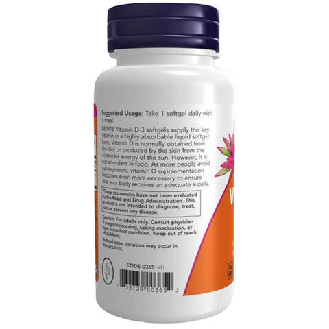 Now Foods, Vitamin D-3, 1000 IU, 180 Sofgels