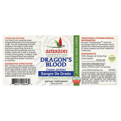 Amazon Therapeutic Laboratories, Sangre De Grado (dragons Blood) Wild Crafted, 1 Fl Oz
