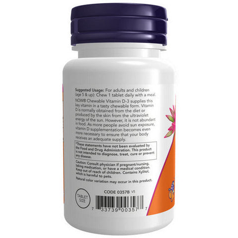 Now Foods, Vitamin D-3, 1000 IU, 180 Chewables