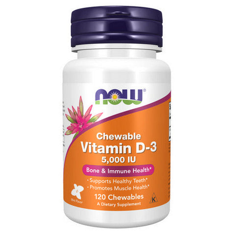 Now Foods, Vitamin D-3 Mint Chewables, 5000 IU, 120 Count