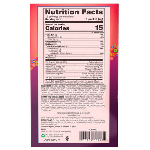 Now Foods, Sugar Free Drink Sticks, Pomegranate Berry 12 sticks, 1.7 oz