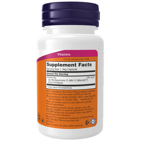 Now Foods, MK-7 Vitamin K-2, 100 mcg, 60 vcaps
