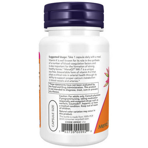 Now Foods, MK-7 Vitamin K-2, 100 mcg, 60 vcaps