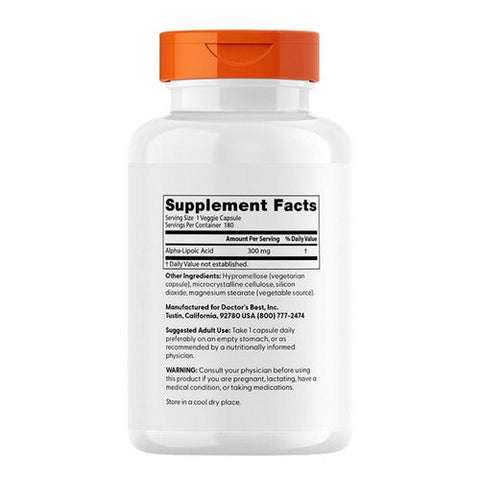 Doctors Best, Alpha-Lipoic Acid, 300 mg, 180 Veggie Caps