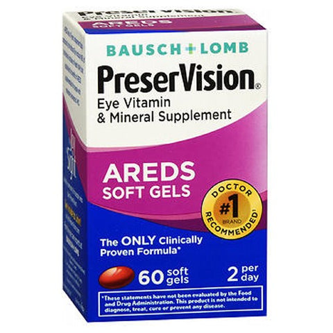 Bausch + Lomb, Bausch And Lomb Preservision Eye Vitamin And Mineral Supplements With Areds, 60 sgels