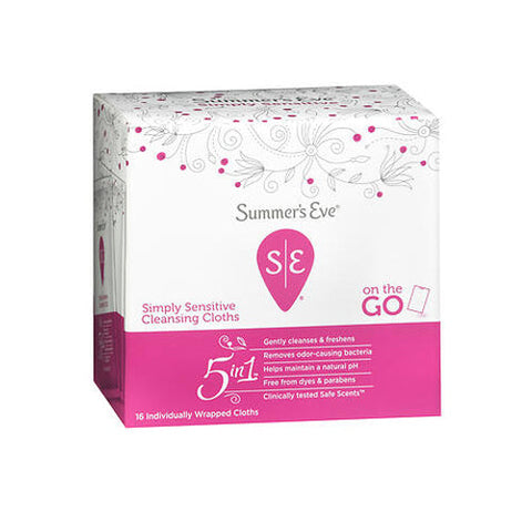 Summers Eve, Feminine Cleansing Cloths, Sensitive Skin Summers 16 each