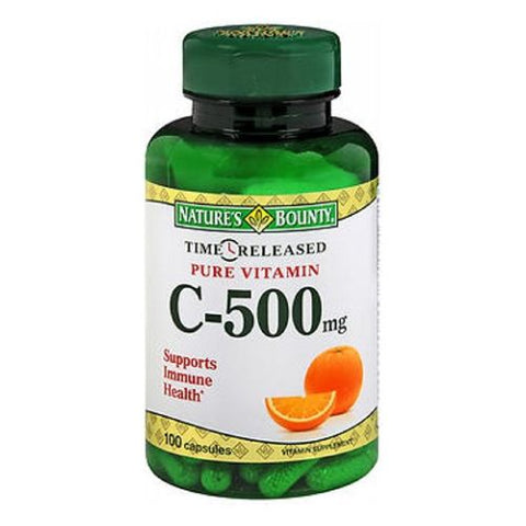 Nature's Bounty, Vitamin C Capsules Time Released, 500 mg, 100 caps